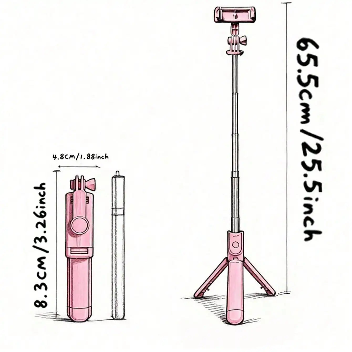 1PC Selfie Stick Wireless Selfie Stick with Tripod Stand Selfie Stick , Remote Control, Phone Holder and Built-In Tripod