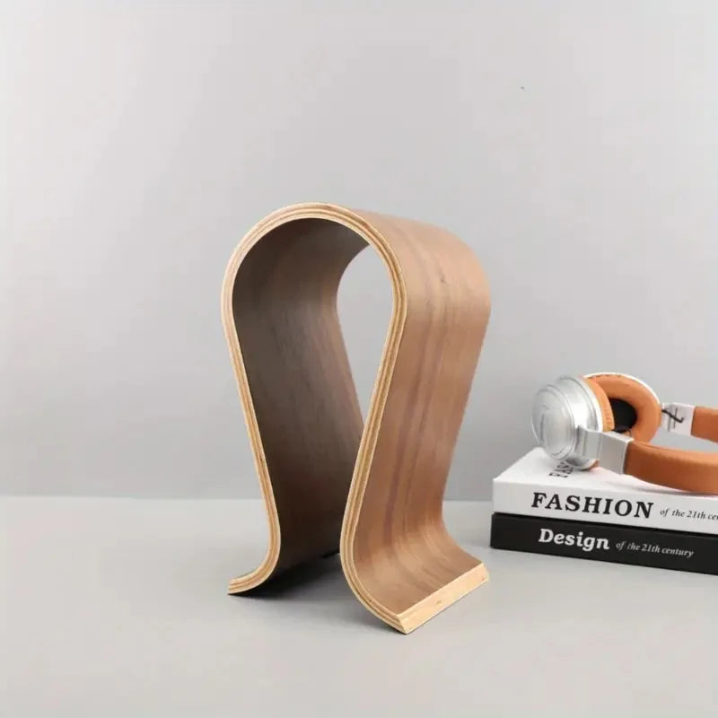 Headphone Stand U-Shaped Wooden, Wooden Headphone Stand Desktop Headphone Display Stand, Suitable for Almost All Headphones.