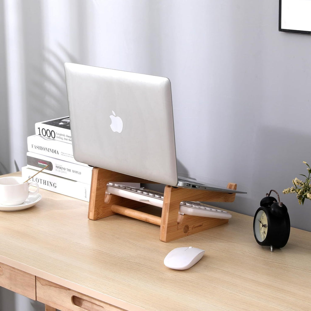 Laptop Stand Wooden Vertical Laptop Stand for Desk Bamboo Laptop Stand Comp