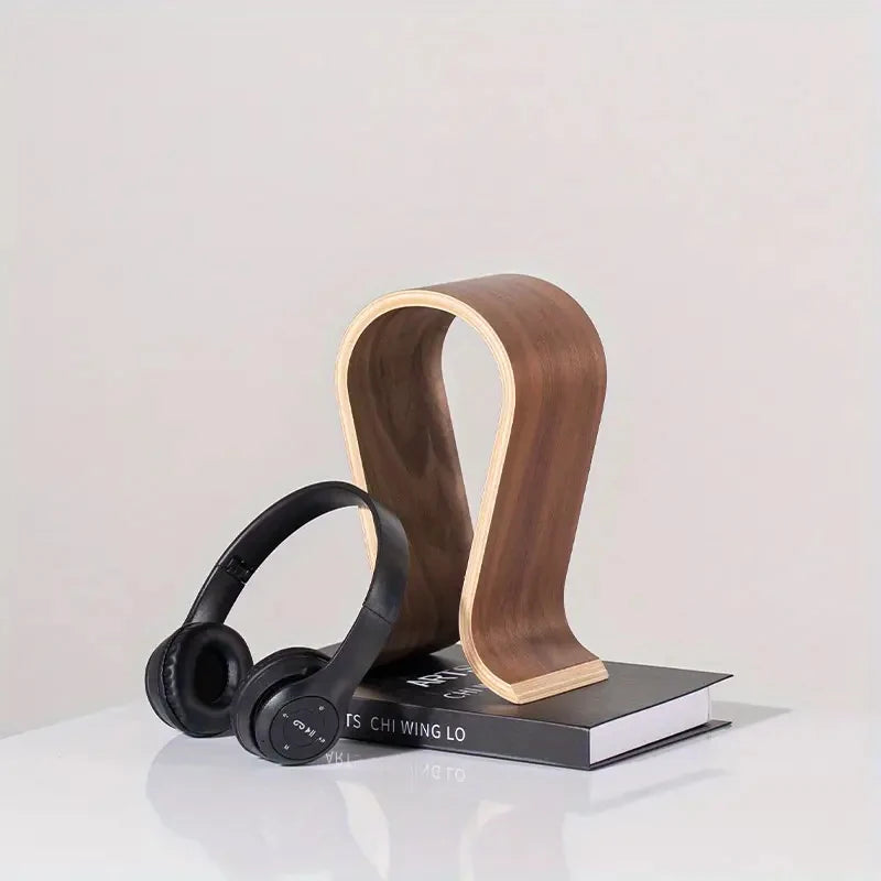 Headphone Stand U-Shaped Wooden, Wooden Headphone Stand Desktop Headphone Display Stand, Suitable for Almost All Headphones.