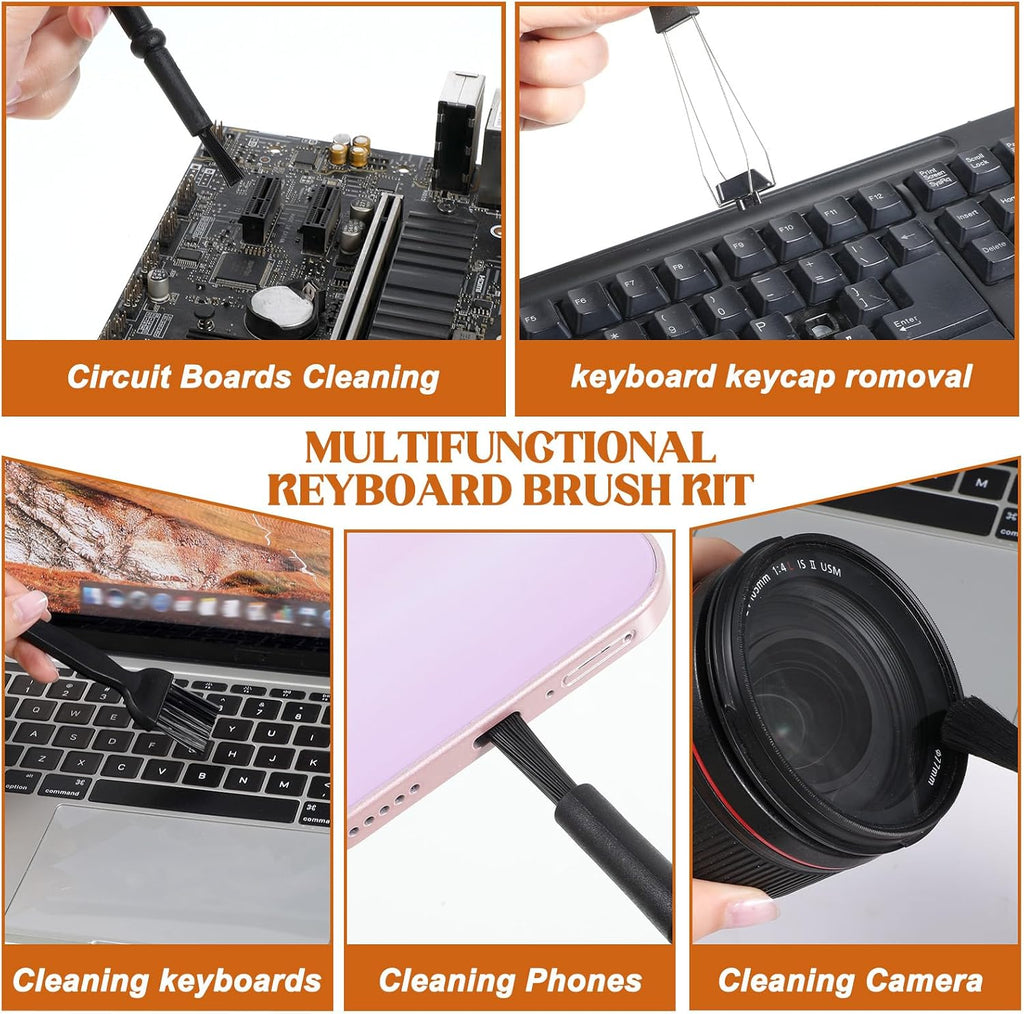 6Pcs Mini Keyboard Cleaning Brushes Kit, with Keycap Puller & Switch Puller PP Handle Nylon anti Static Cleaning Brush for Computer Keyboard Motherboard Camera Small Space