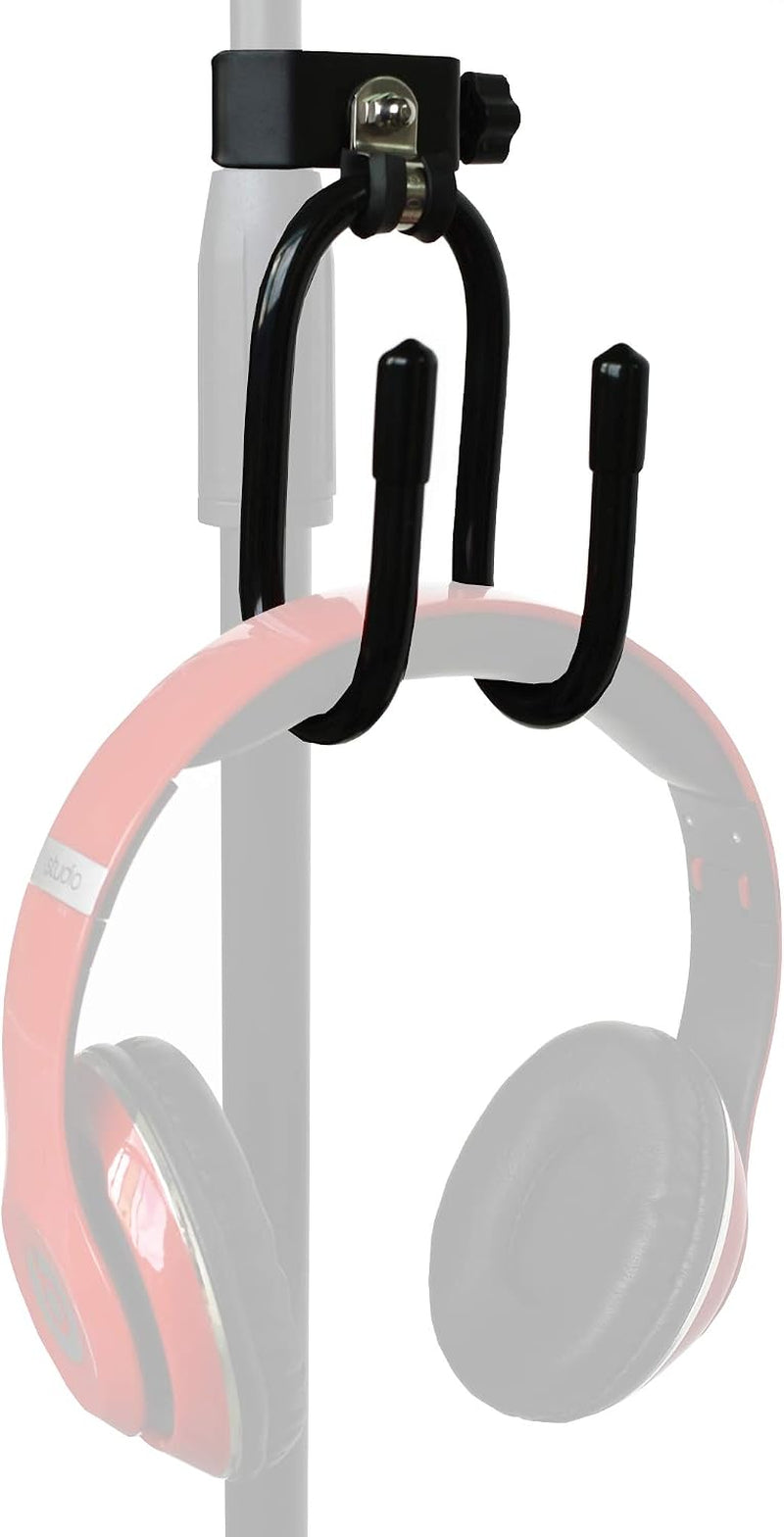 Microphone Stand Clamp-On Studio Headphone Hanger Holder Hook Rack for Headphone, Cords, Tambourines, Etc- No Instrument (1)