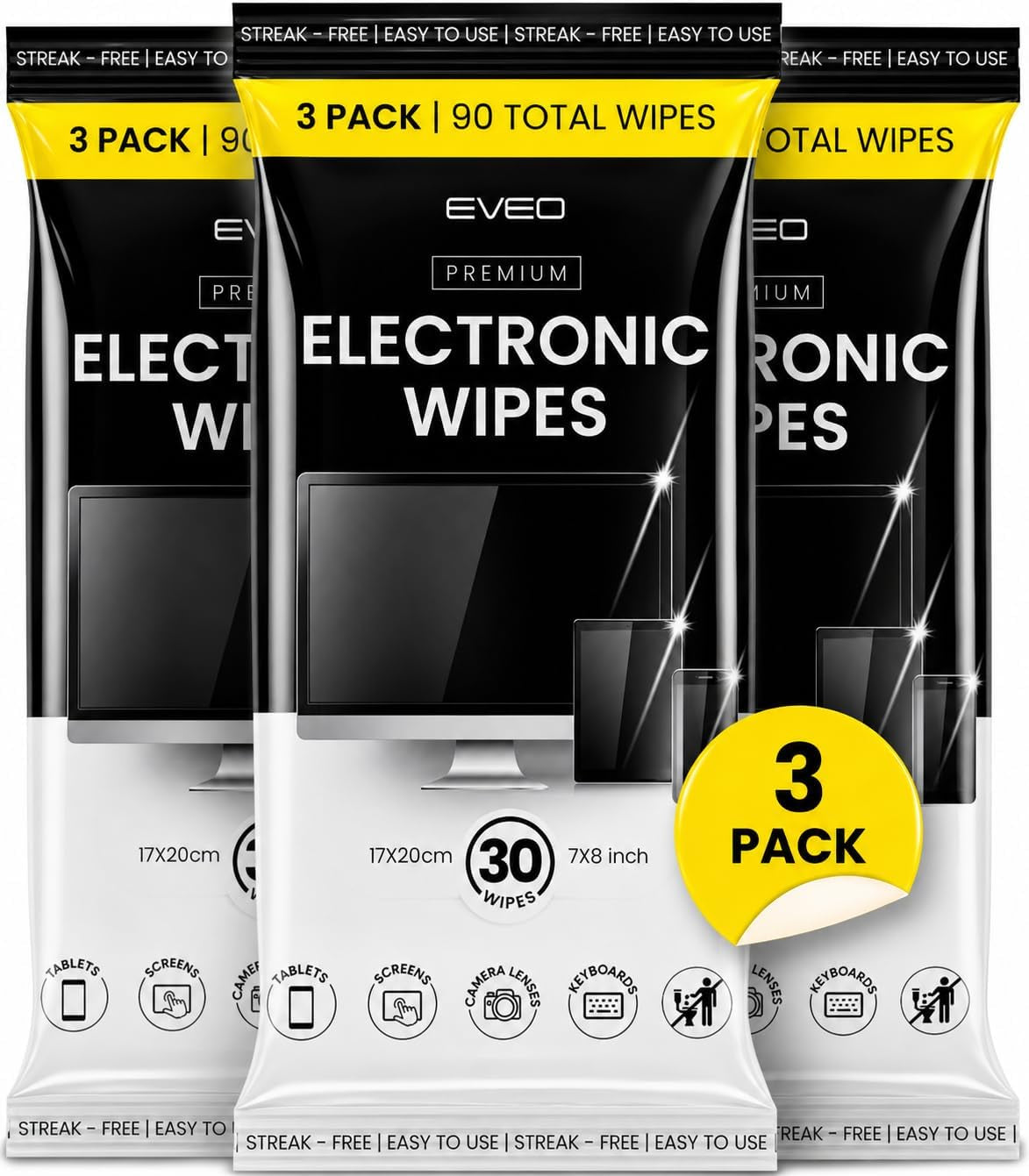 Electronic Wipes Screen Cleaner - Screen Wipes TV Screen Cleaner Wipes, Computer Screen Wipes, Laptop Screen Cleaner, Ipad & Monitor Cleaner, Screen Cleaning Wipes